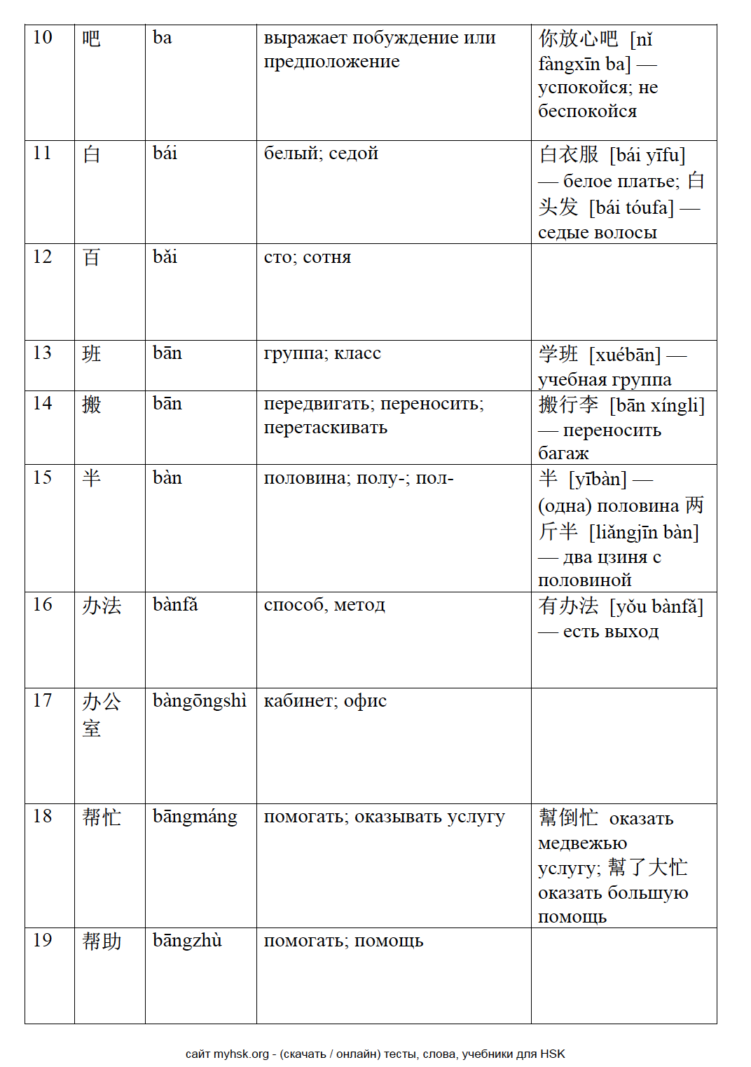 HSK 3 Слова - Сайт для подготовки HSK - HSK Тесты