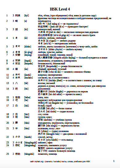 HSK 4 Слова - Сайт Для Подготовки HSK - HSK Тесты